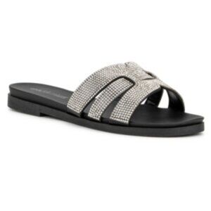 283) Olivia Miller Womens Saltspring Open Toe Slide Sandals Black size 8